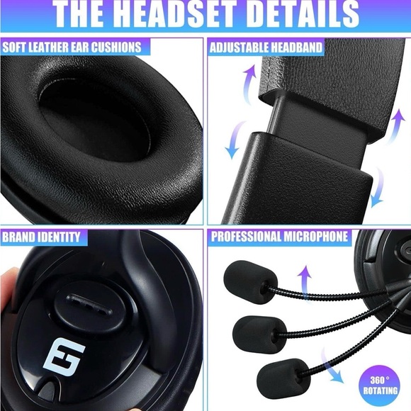ElloGear EG15 Stereo Gaming Headset for PS4, PC, Xbox One PS5 Controller New,Box - Picture 9 of 13